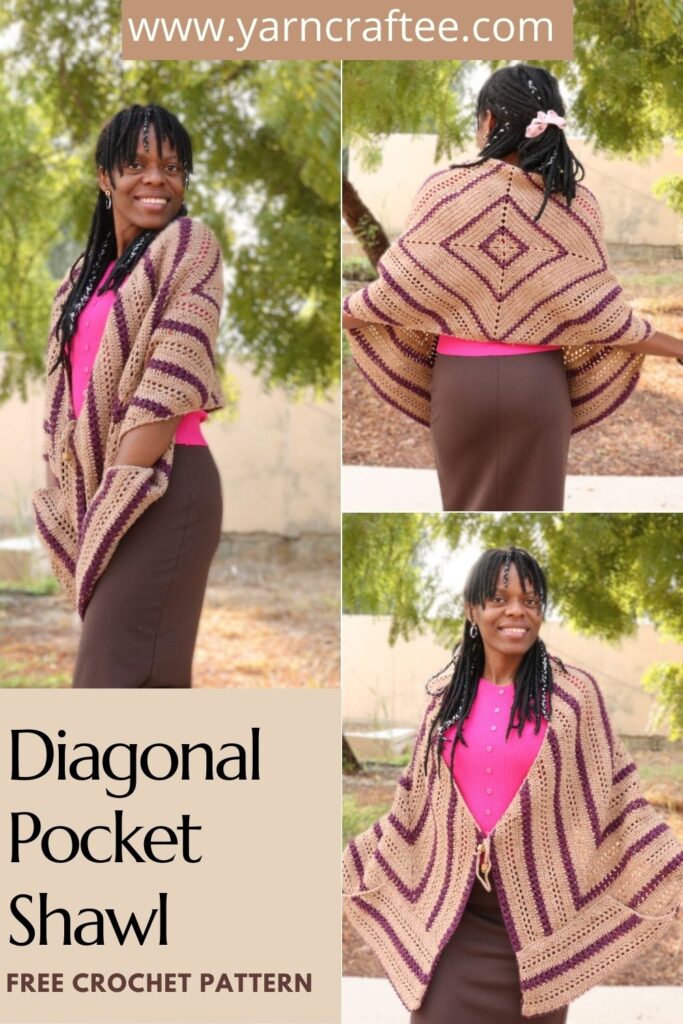 Diagonal Pocket Shawl Crochet Pattern- Pin