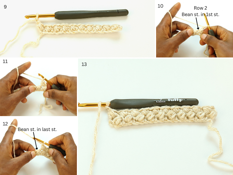 how to crochet bean stitch for beginners 