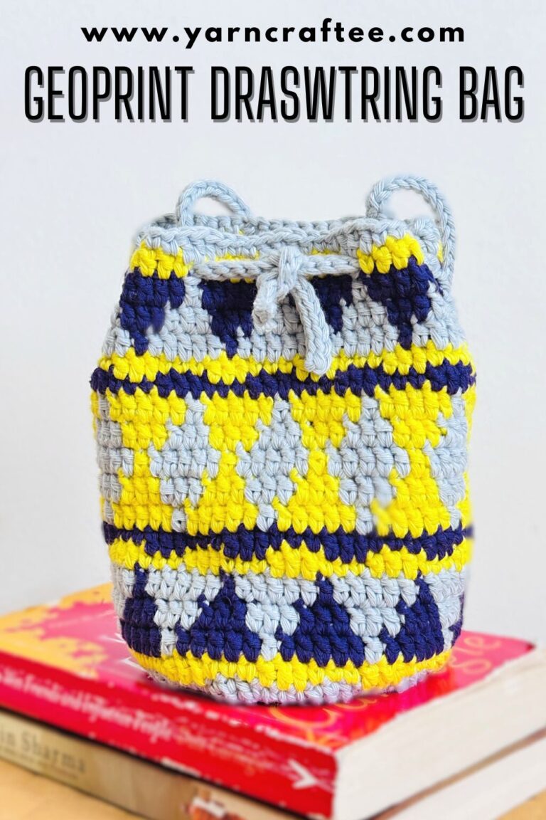 GeoPrint Drawstring Crochet Bag Free Tapestry Crochet Pattern Yarn