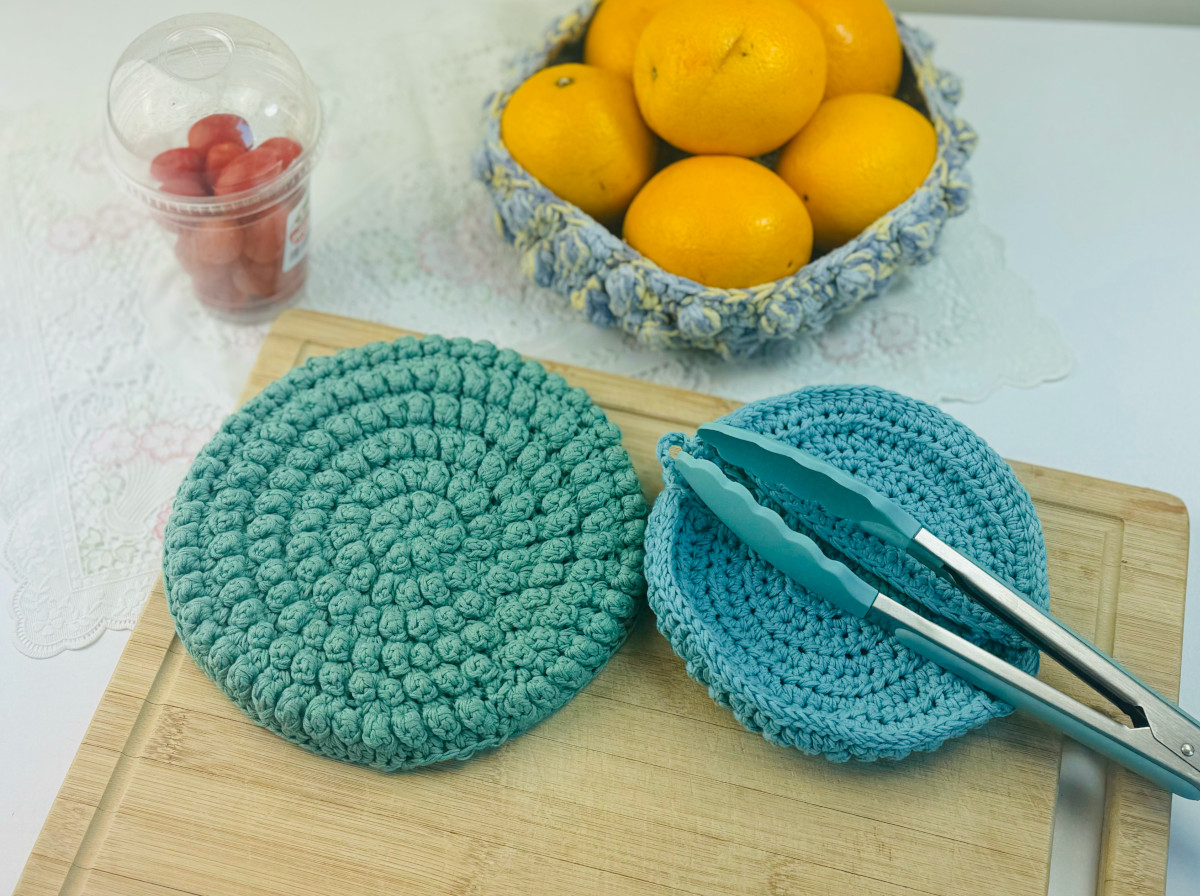 Popcorn Crochet Hotpad- Free pattern