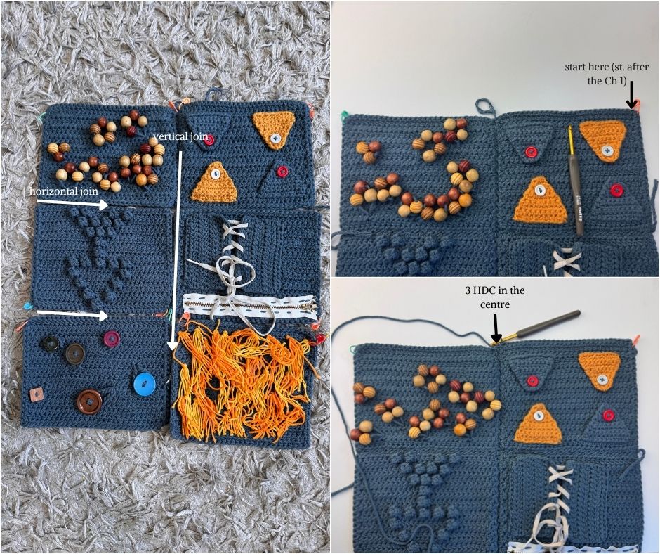 Fidget Blanket Crochet pattern- How to Join Crochet Blocks